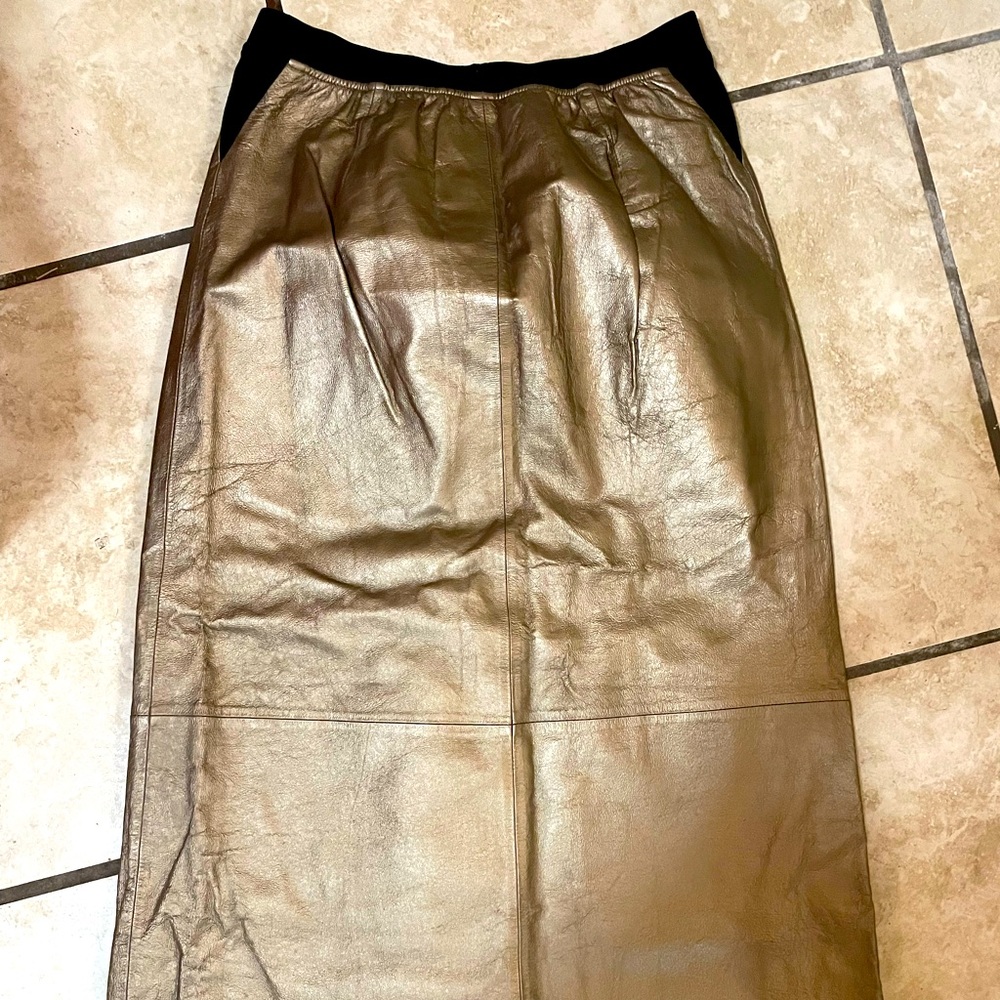 Vintage long gold leather skirt